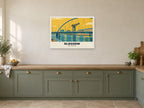 The Clyde Arc, Glasgow Poster at A1, in a white frame, in a kitchen
