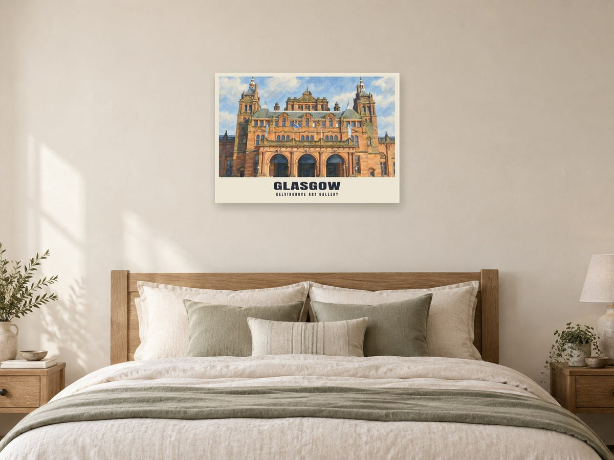 Kelvingrove Art Gallery, Glasgow Poster at A1, as a poster, above a bed
