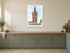 University of Glasgow Poster at A1, in a white frame, in a kitchen