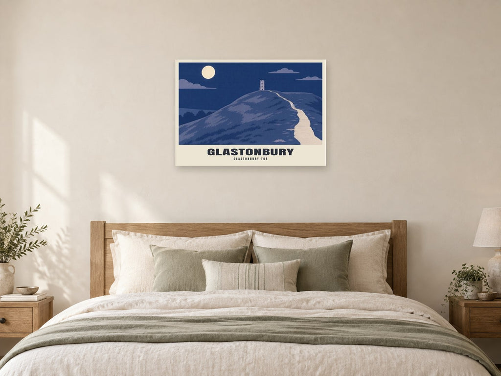 Glastonbury Tor Poster at A1, as a poster, above a bed