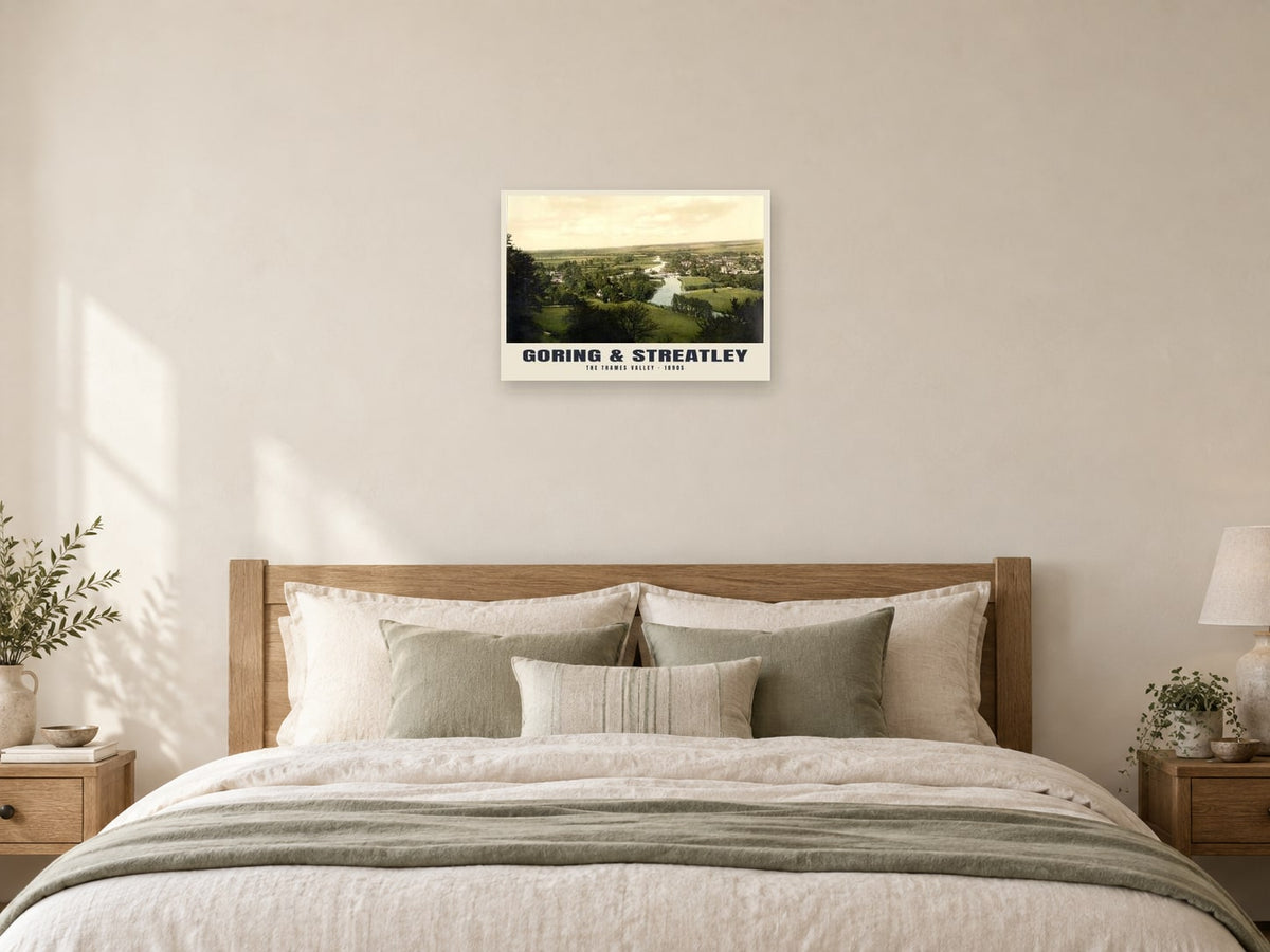 Goring and Streatley, 1890s Heritage Print at A2, as a poster, above a bed