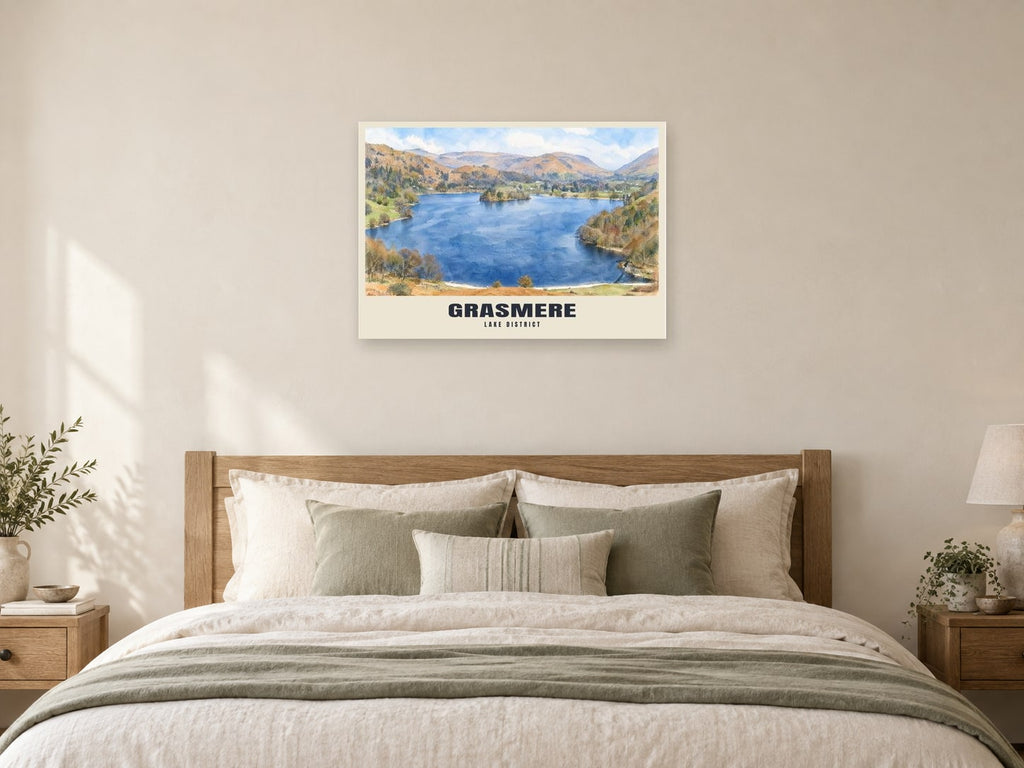 Grasmere Poster at A1, as a poster, above a bed