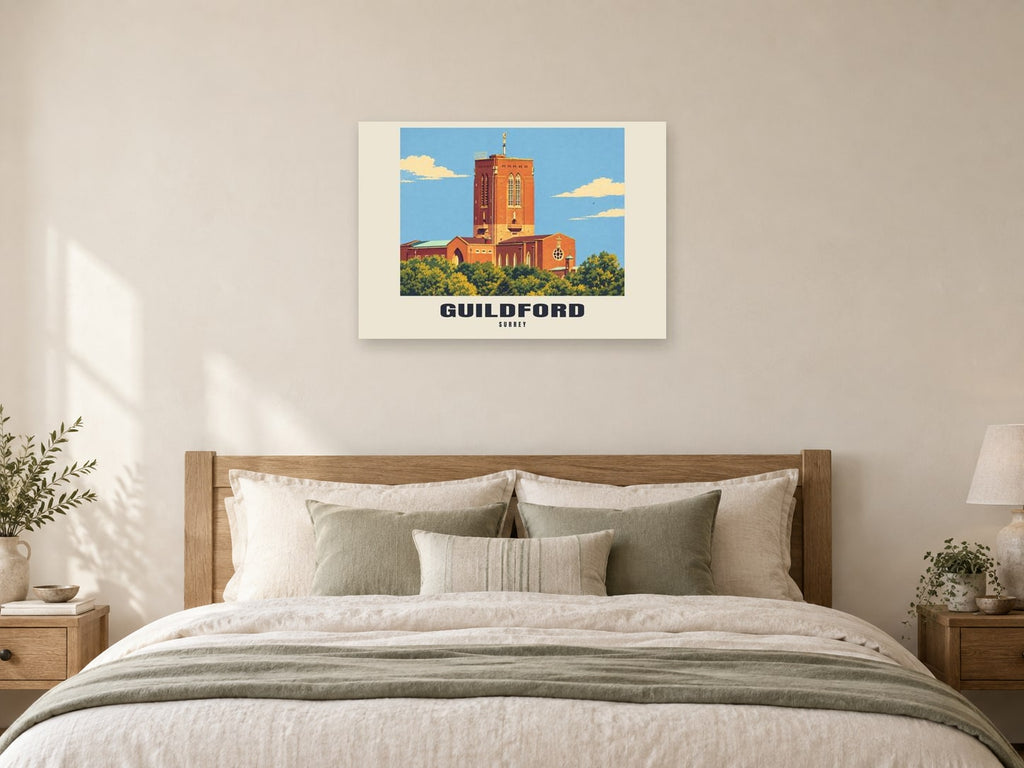 Guildford Poster — Guildford Cathedral at A1, as a poster, above a bed
