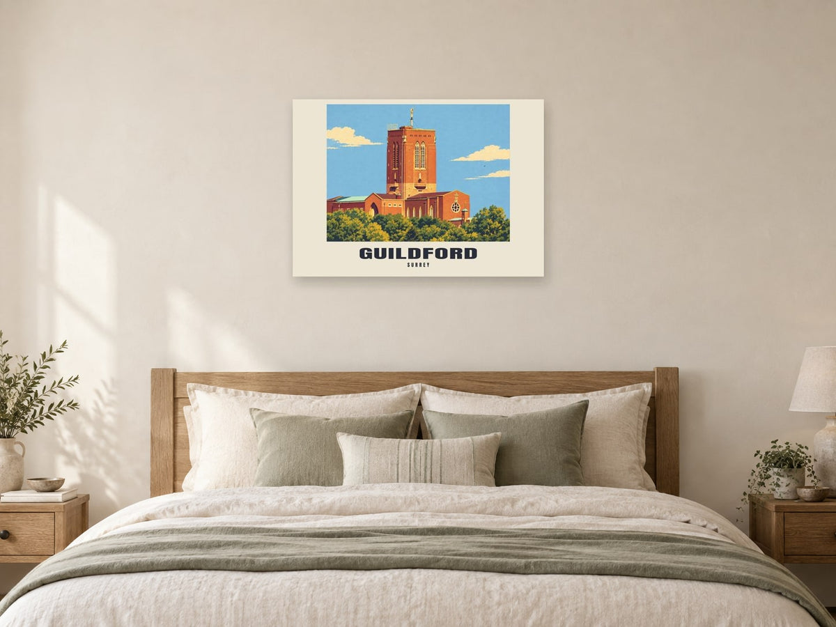 Guildford Poster — Guildford Cathedral at A1, as a poster, above a bed