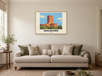 Guildford Poster — Guildford Cathedral at A1, in an oak frame, in a sitting room
