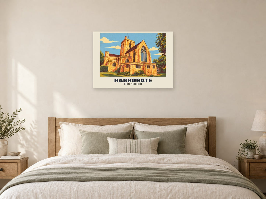 Harrogate Poster — Kairos Church at A1, as a poster, above a bed