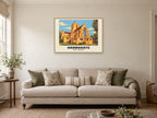 Harrogate Poster — Kairos Church at A1, in an oak frame, in a sitting room