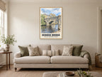 The Old Packhorse Bridge, Hebden Bridge Poster at A1, in an oak frame, in a sitting room