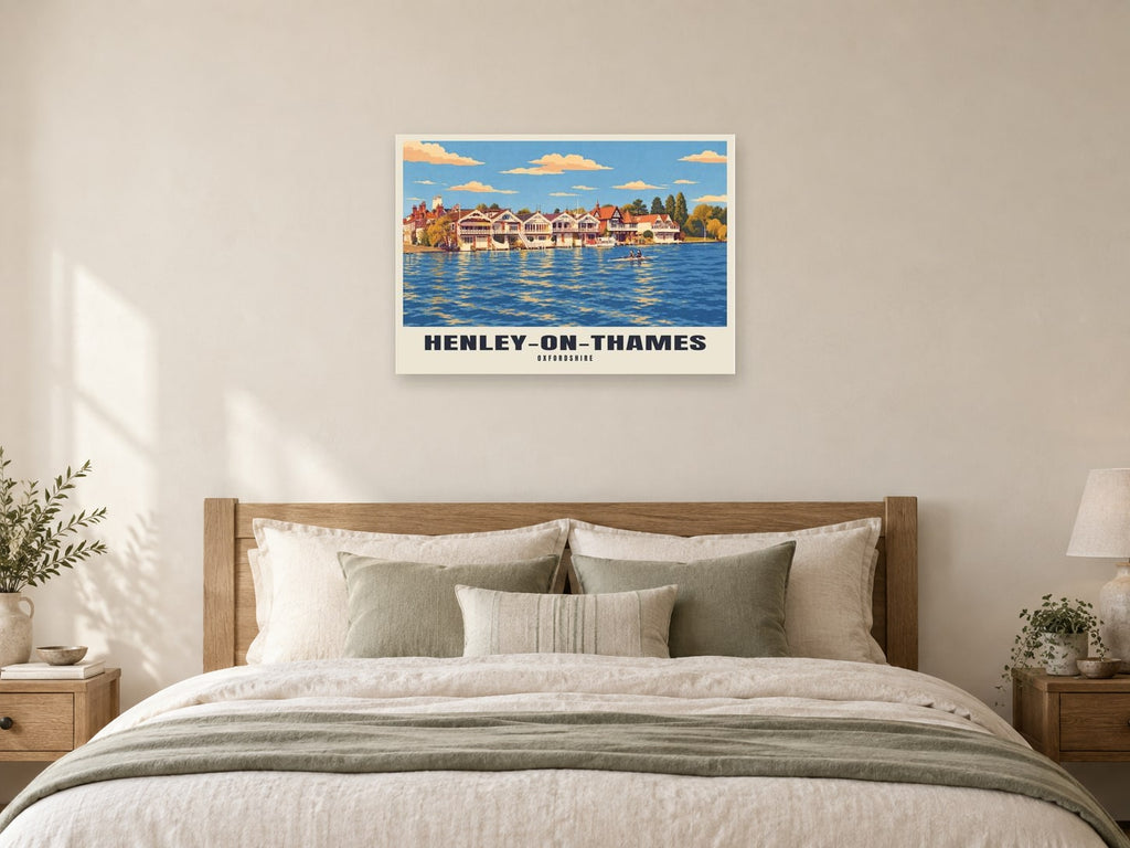 Henley-on-Thames Poster at A1, as a poster, above a bed