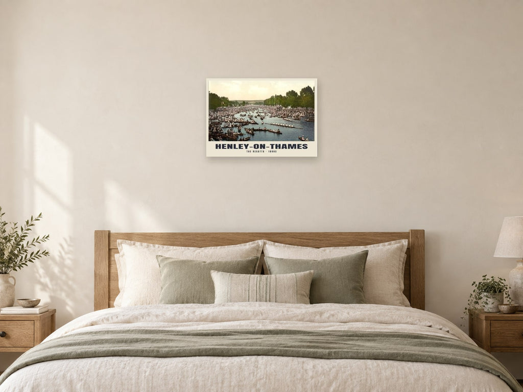 Henley Regatta, 1890s Heritage Print at A2, as a poster, above a bed