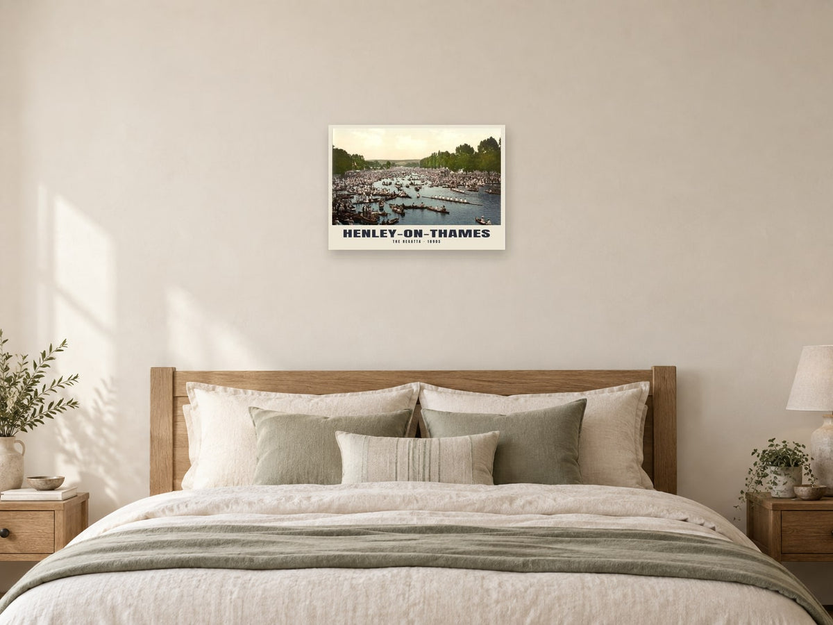 Henley Regatta, 1890s Heritage Print at A2, as a poster, above a bed