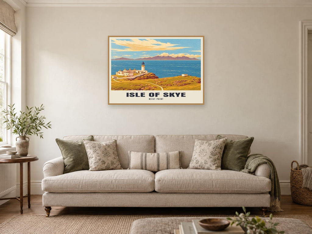Neist Point, Isle of Skye Poster at A1, in an oak frame, in a sitting room