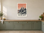 The Old Man of Storr, Isle of Skye Poster at A1, in a white frame, in a kitchen