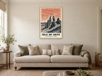 The Old Man of Storr, Isle of Skye Poster at A1, in an oak frame, in a sitting room
