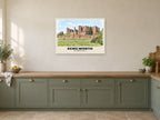 Kenilworth Castle Poster at A1, in a white frame, in a kitchen