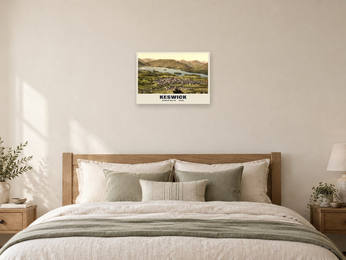 Derwentwater, Keswick, 1890s Heritage Print at A2, as a poster, above a bed