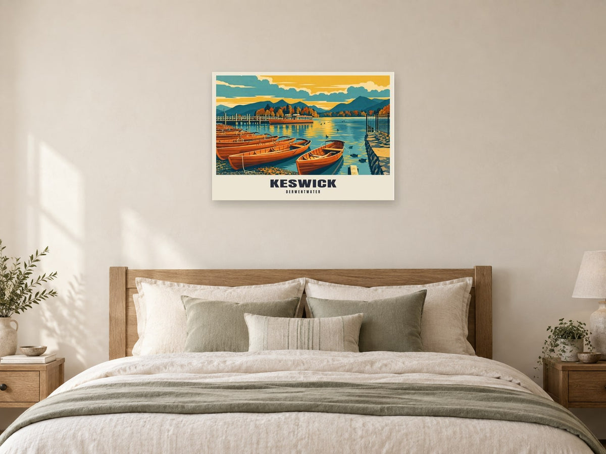 Derwentwater, Keswick Poster at A1, as a poster, above a bed