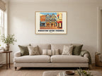Kingston upon Thames Poster — Town Centre at A1, in an oak frame, in a sitting room