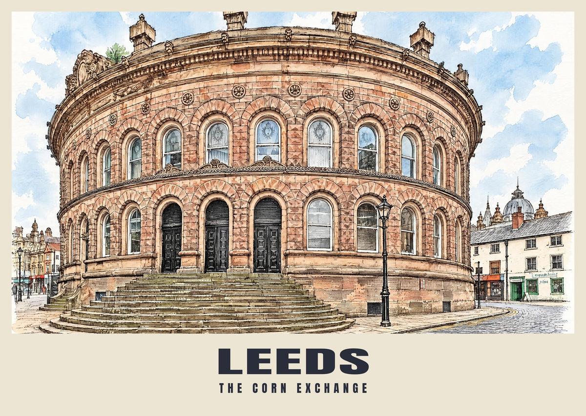 The Corn Exchange, Leeds poster in the Ink & Wash style