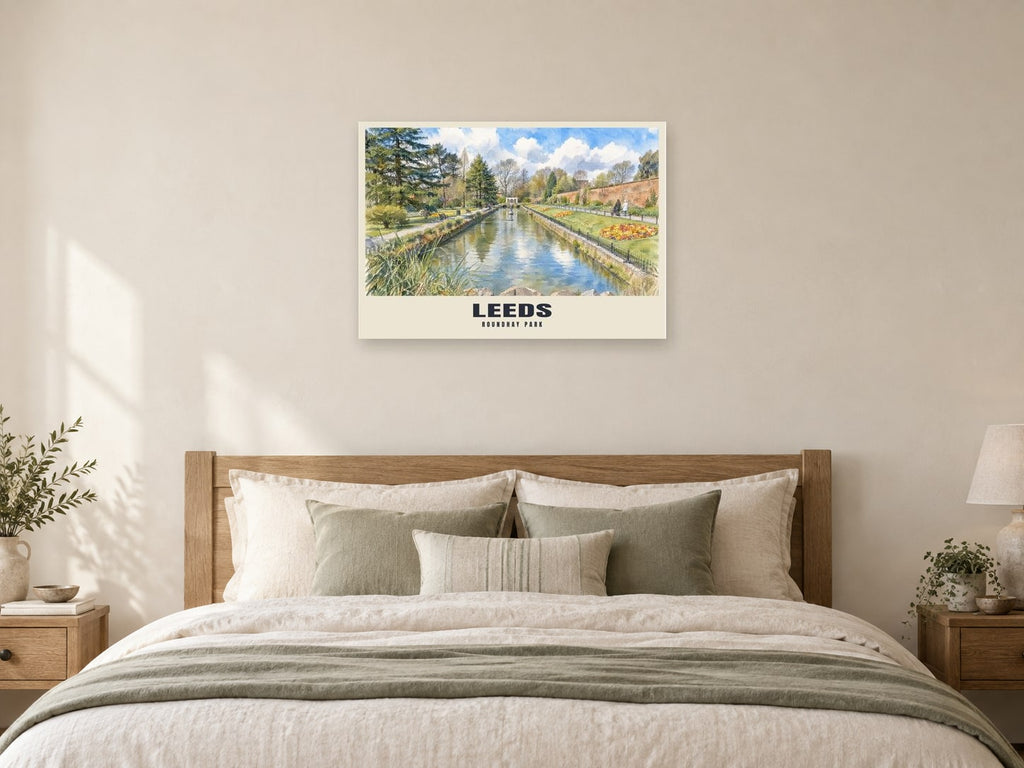 Roundhay Park, Leeds Poster at A1, as a poster, above a bed