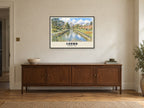 Roundhay Park, Leeds Poster at A1, in a black frame, above a sideboard