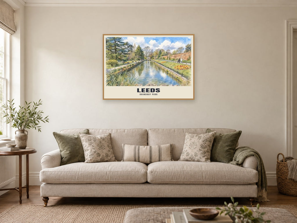 Roundhay Park, Leeds Poster at A1, in an oak frame, in a sitting room