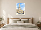 Leicester Cathedral Poster at A1, as a poster, above a bed