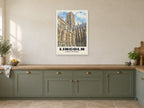 Lincoln Cathedral Poster at A1, in a white frame, in a kitchen