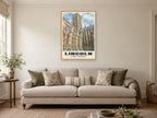 Lincoln Cathedral Poster at A1, in an oak frame, in a sitting room