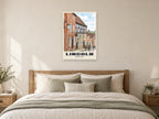 Steep Hill, Lincoln Poster at A1, as a poster, above a bed