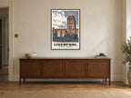 Liverpool Cathedral Poster at A1, in a black frame, above a sideboard