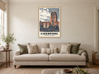Liverpool Cathedral Poster at A1, in an oak frame, in a sitting room