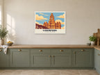 The Royal Liver Building, Liverpool Poster at A1, in a white frame, in a kitchen