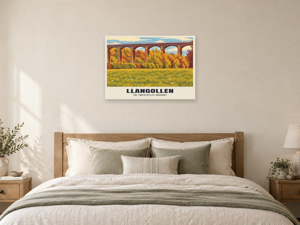 The Pontcysyllte Aqueduct, Llangollen Poster at A1, as a poster, above a bed