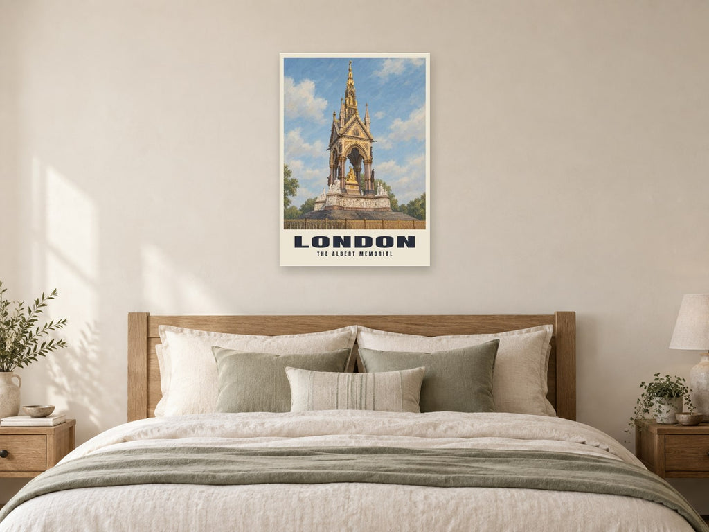 The Albert Memorial, London Poster at A1, as a poster, above a bed