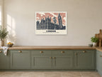 Big Ben and the Houses of Parliament, London Poster at A1, in a white frame, in a kitchen