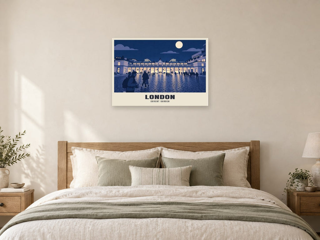 Covent Garden, London Poster at A1, as a poster, above a bed