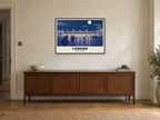 Covent Garden, London Poster at A1, in a black frame, above a sideboard