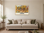 Crystal Palace Dinosaurs, London Poster at A1, in an oak frame, in a sitting room