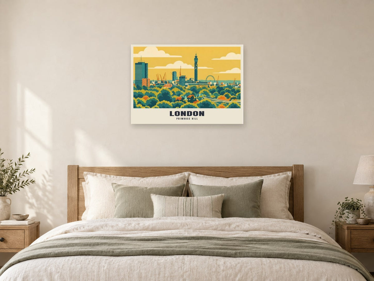 Primrose Hill, London Poster at A1, as a poster, above a bed