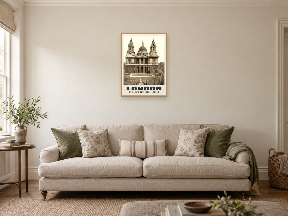 St Paul's Cathedral, London Poster at A2, in an oak frame, in a sitting room
