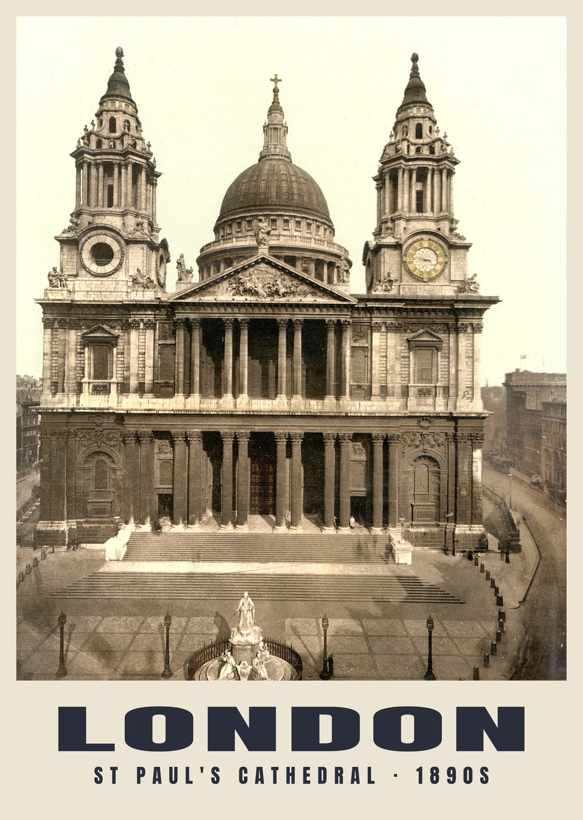 St Paul's Cathedral, London, 1890s hand-coloured photochrom heritage print