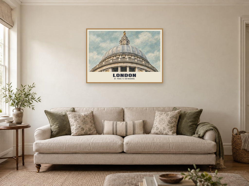 St Paul's Cathedral, London Poster at A1, in an oak frame, in a sitting room