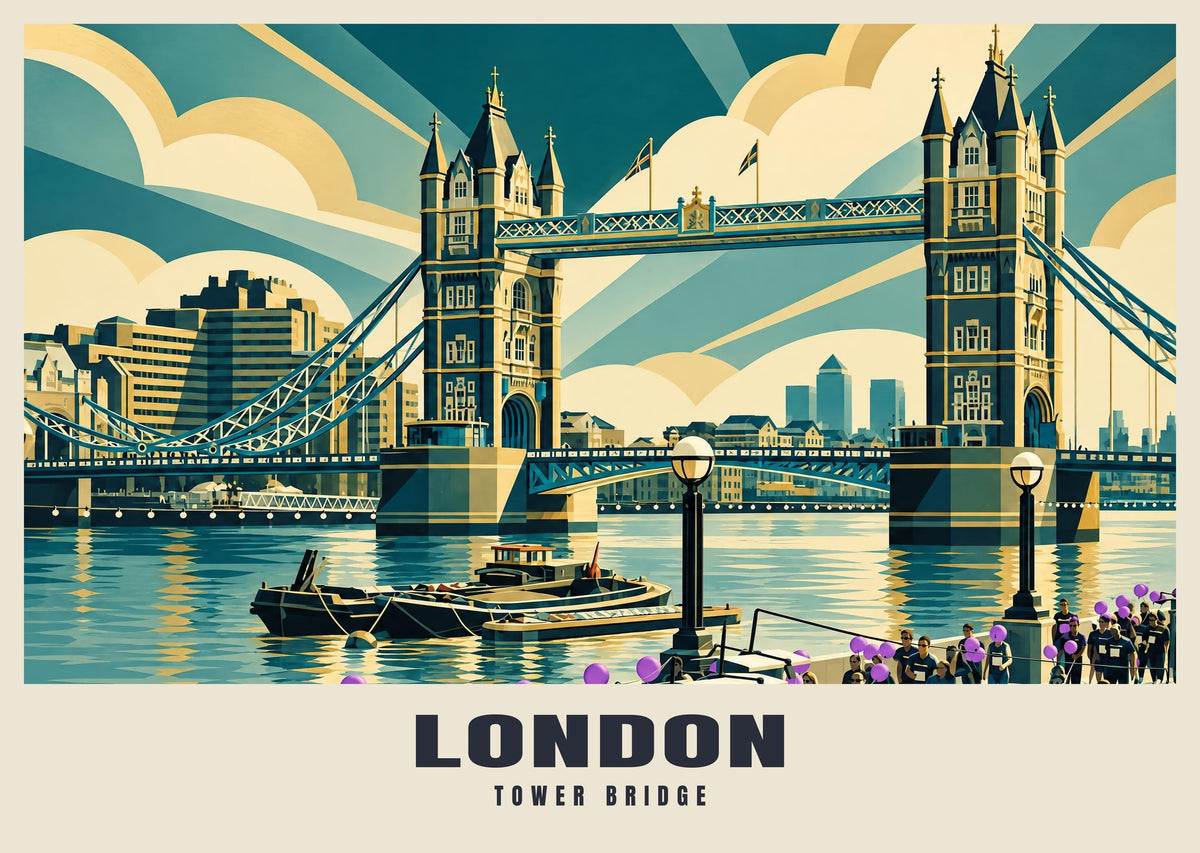 Tower Bridge, London poster in the Art Deco style