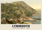 Lynton and Lynmouth, 1890s hand-coloured photochrom heritage print