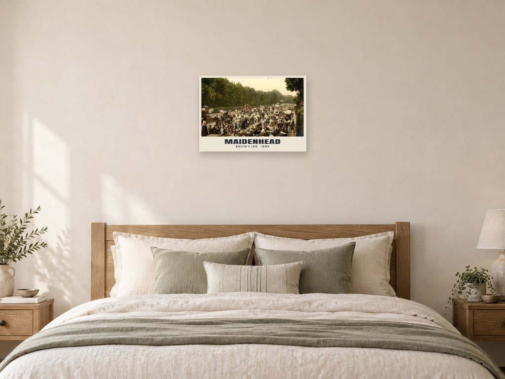 Boulter's Lock, Maidenhead, 1890s Heritage Print at A2, as a poster, above a bed