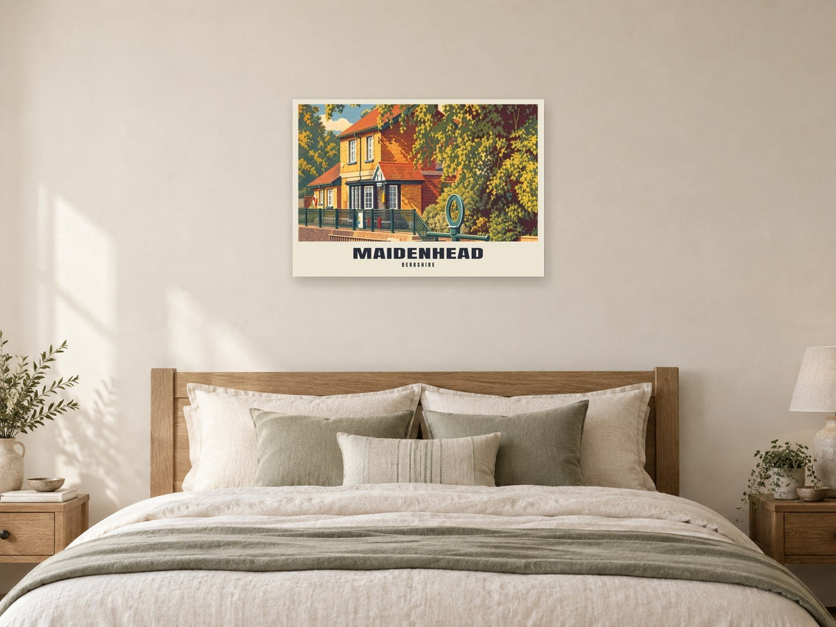 Boulter's Lock, Maidenhead Poster at A1, as a poster, above a bed