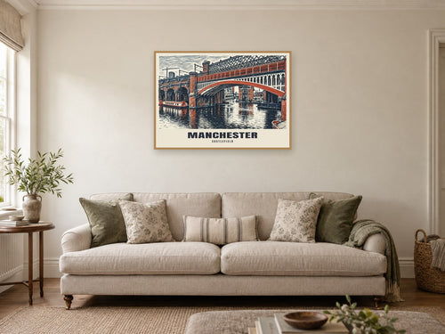 Castlefield, Manchester Poster at A1, in an oak frame, in a sitting room