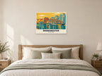 Salford Quays, Manchester Poster at A1, as a poster, above a bed