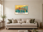 Salford Quays, Manchester Poster at A1, in an oak frame, in a sitting room